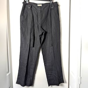 Talbots pants 2pc bundle black Irish linen belted dress trouser sz 12p